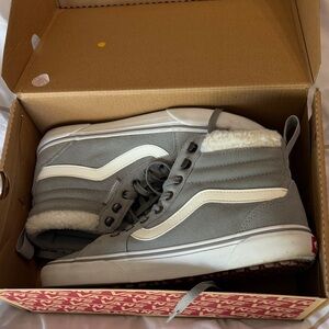 Vans Gray and White High-Top Sneakers women size 9